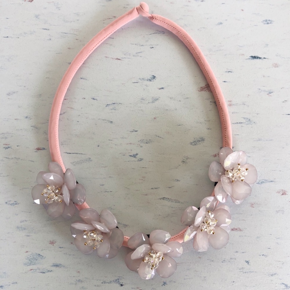 Handmade Pink Floral bib necklace